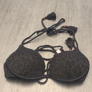 32B Black Victoria Secret Crocheted Bikini Top